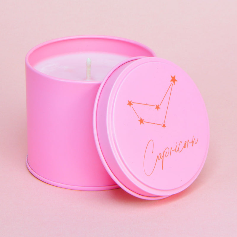 Black Truffle & Tonka Bean Personalised Pink & Red Constellation Tin Candle