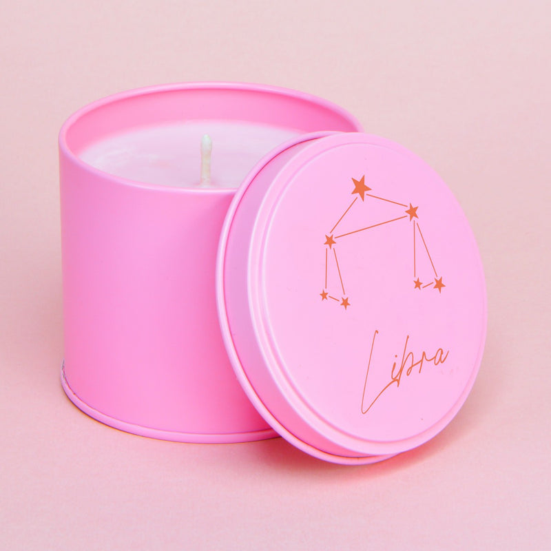 Cranberry & Pomegranate Personalised Pink & Red Zodiac Constellation Tin Candle