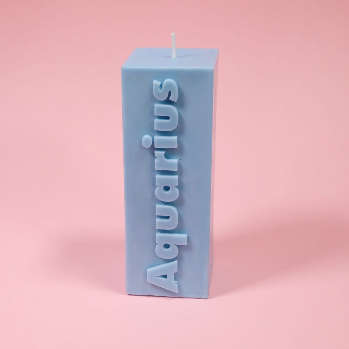 Aquarius Zodiac Block Pillar Candle