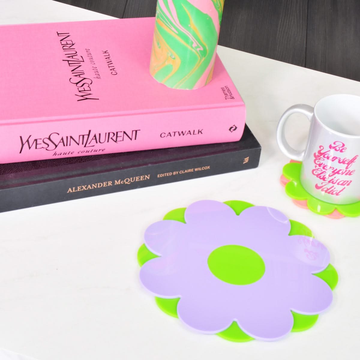 Lilac & Lime Green Flower Display Plate