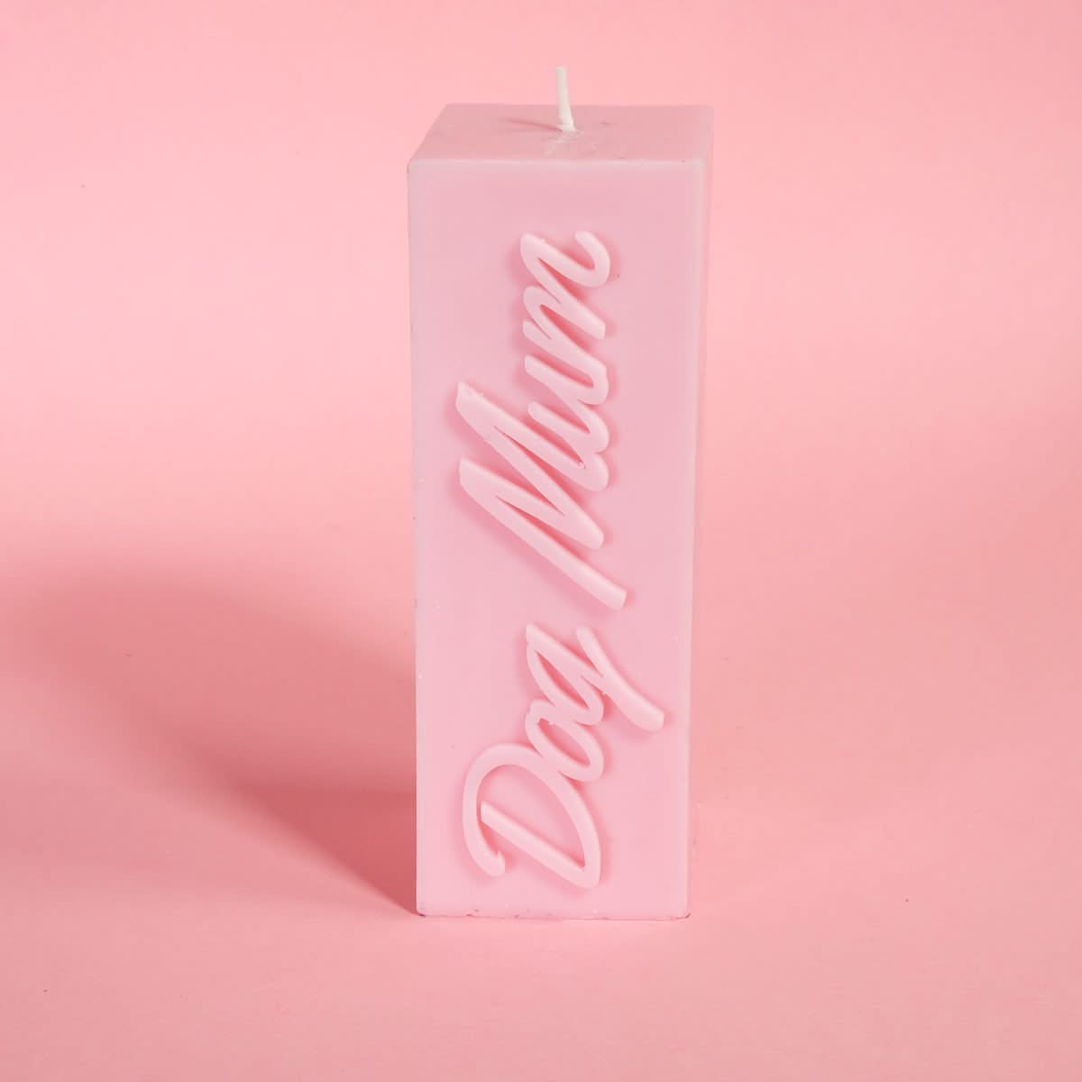 Dog Mum Pastel Pink 3D Slogan Pillar Candle