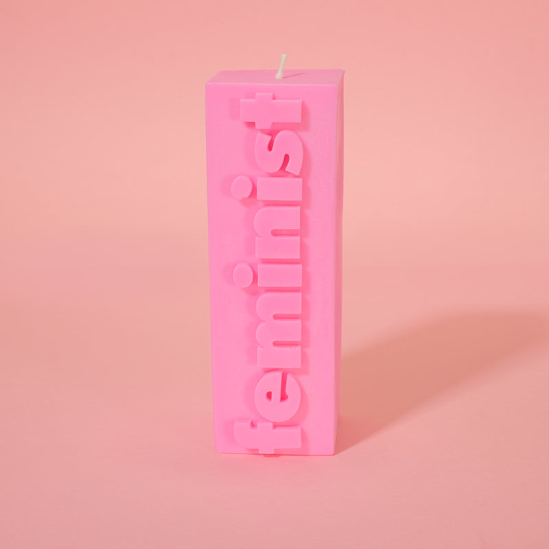FEMINIST Slogan Block Pillar Candle