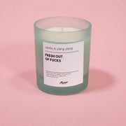 Vanilla & Ylang Ylang Fresh Out of Fucks Frosted Green Jar Candle