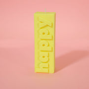 HAPPY Slogan Block Pillar Candle
