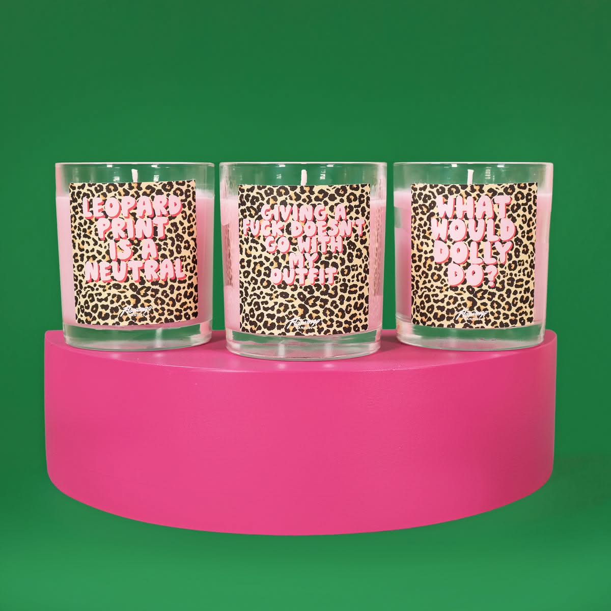 Watermelon Leopard Print is a Neutral Leopard Print Candle