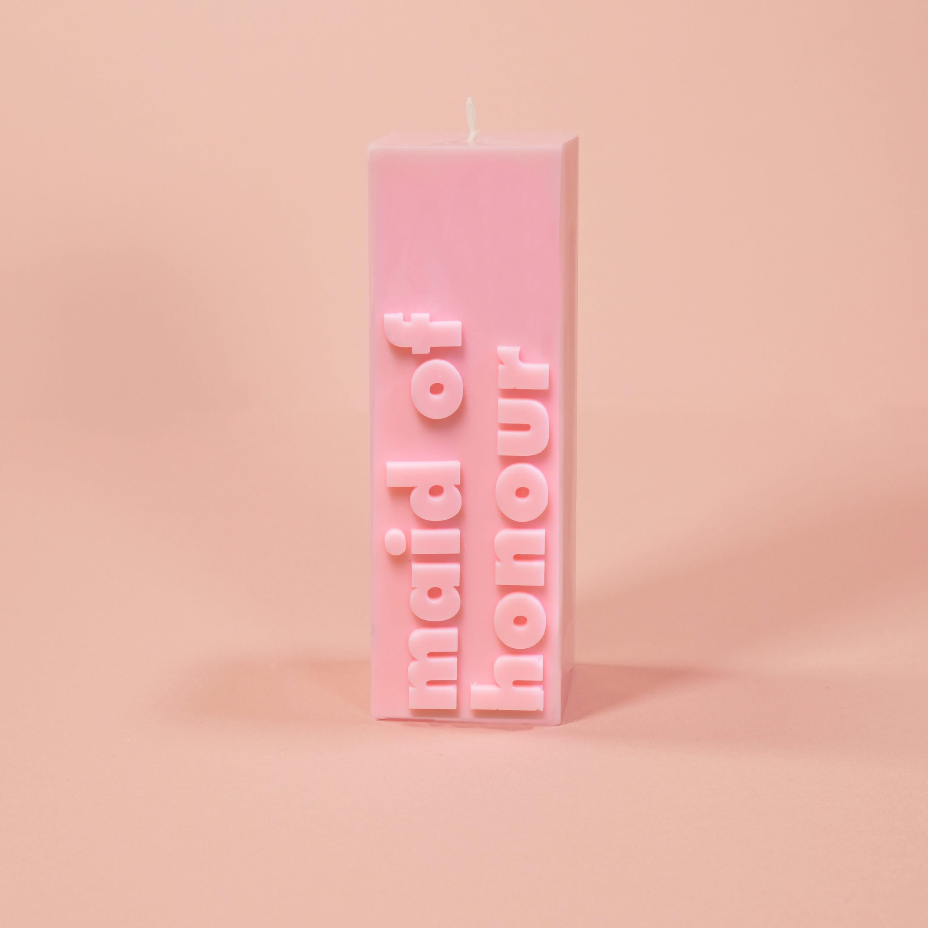 MAID OF HONOUR Slogan Block Pillar Candle