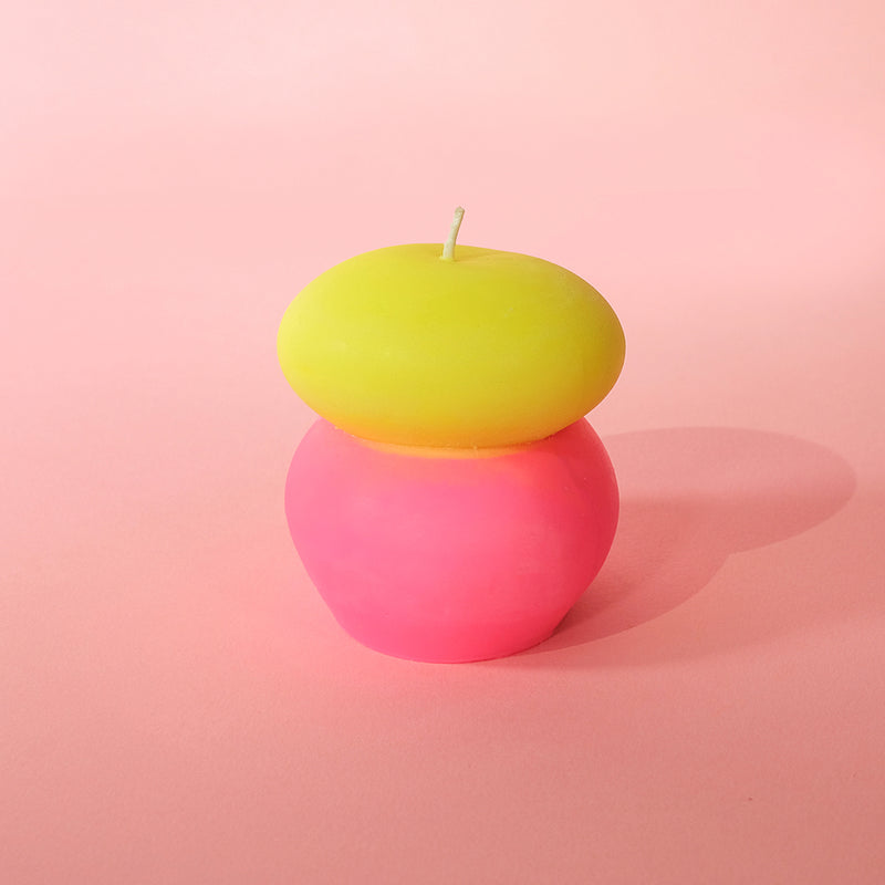 Yellow & Pink Neon Pebble Candle