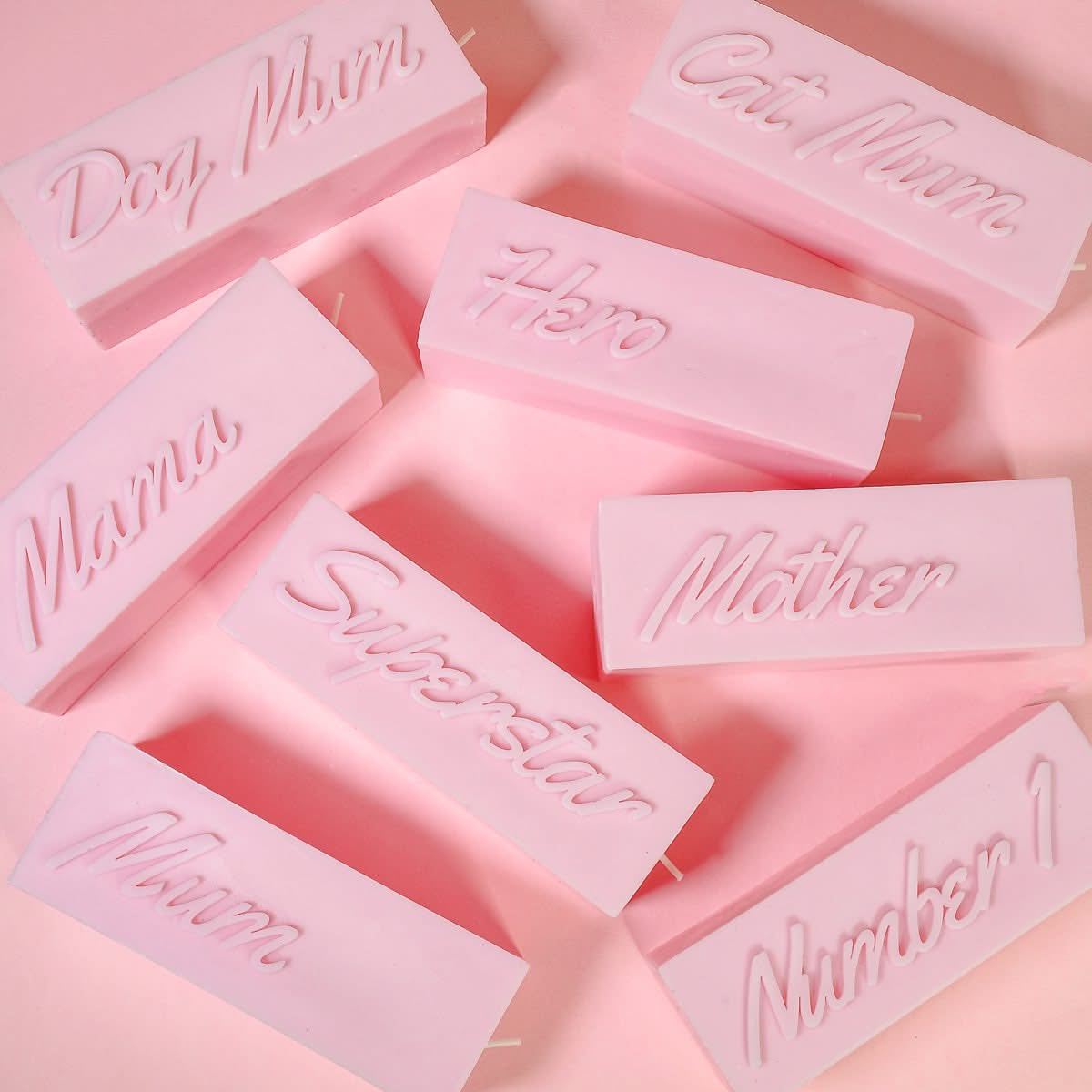 Dog Mum Pastel Pink 3D Slogan Pillar Candle