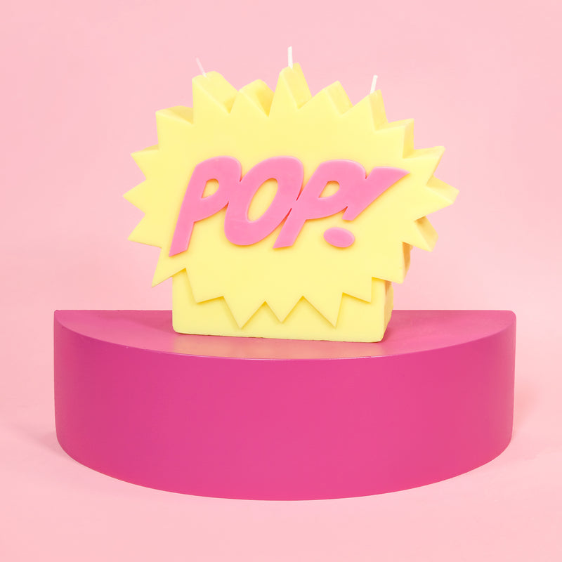 POP! Yellow & Pink Cartoon Pillar Candle