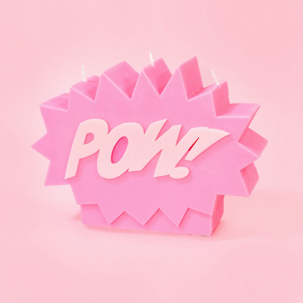 POW! Red & Pink Cartoon Pillar Candle