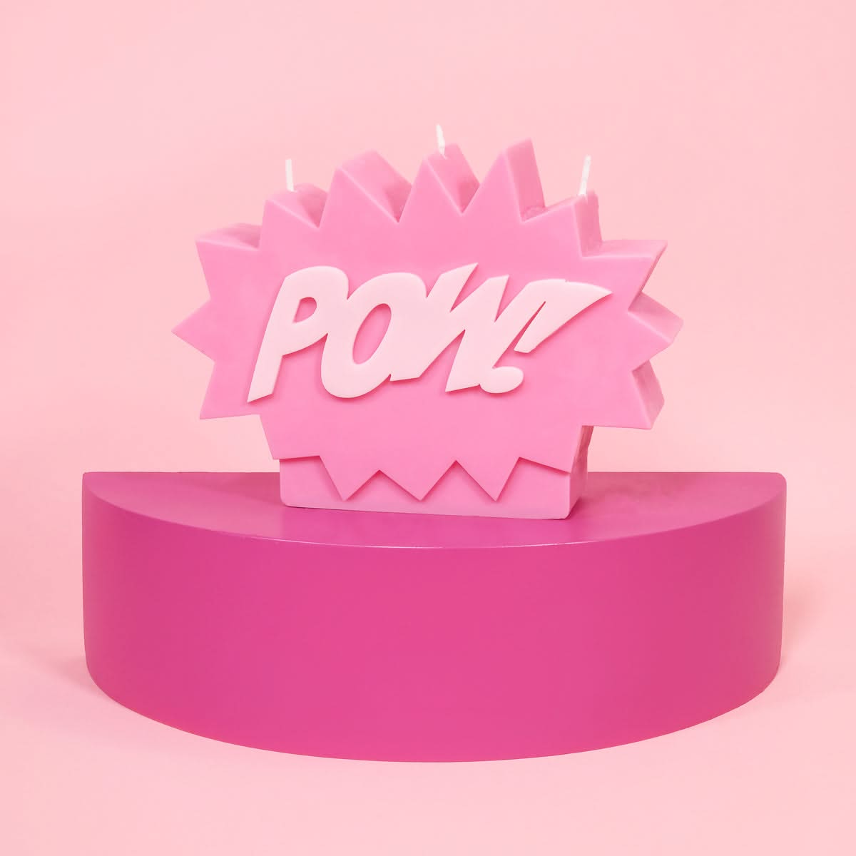 POW! Red & Pink Cartoon Pillar Candle