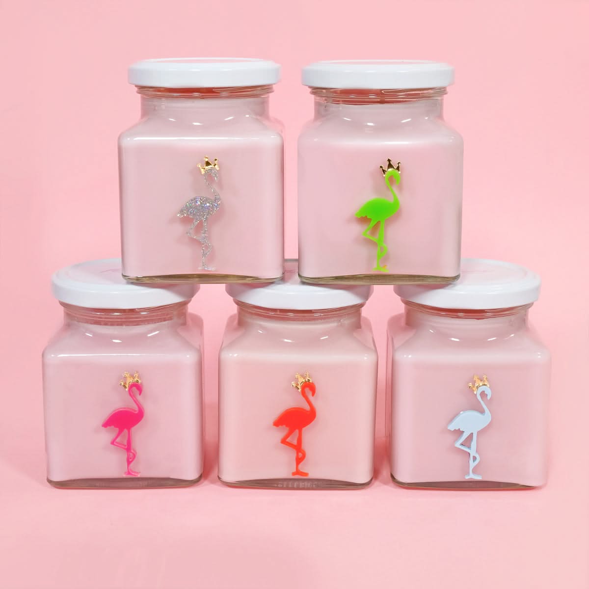 Ice Queen Bright Pink Christmas Flamingo Candle