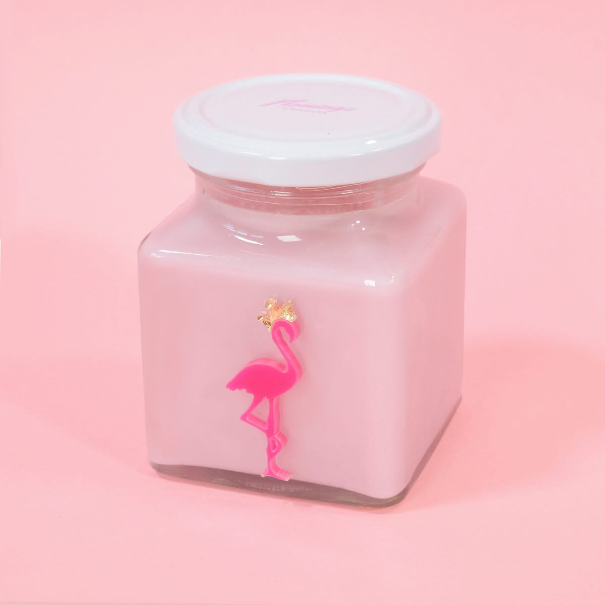 Ice Queen Bright Pink Christmas Flamingo Candle