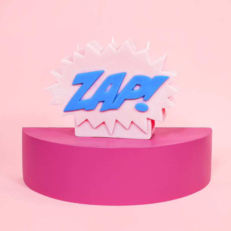 ZAP! Pink & Blue Cartoon Pillar Candle