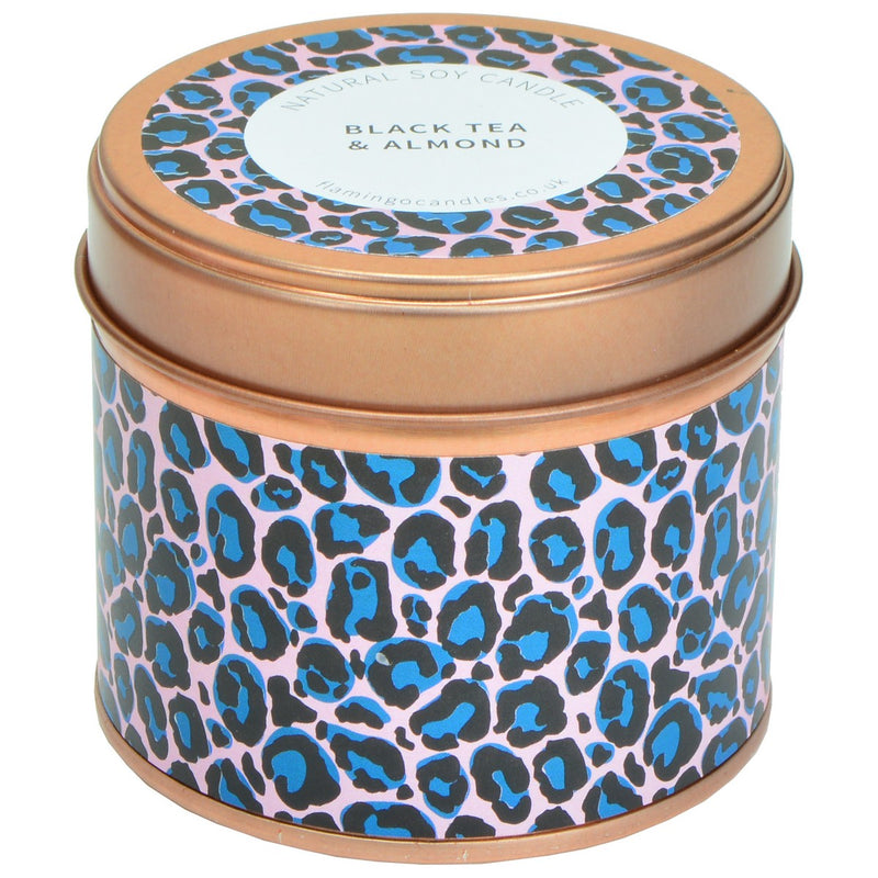 Black Tea & Almond Leopard Print Tin Candle