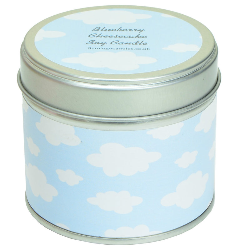 Blueberry Cheesecake Blue Sky Print Tin Candle