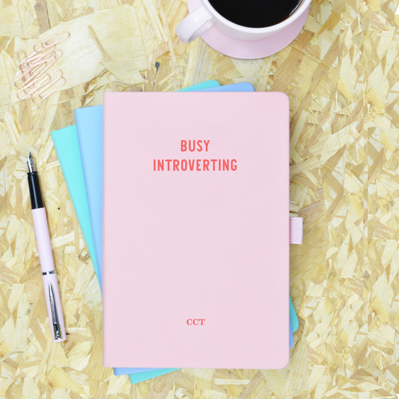 Busy Introverting Pink & Red Personalised Notebook