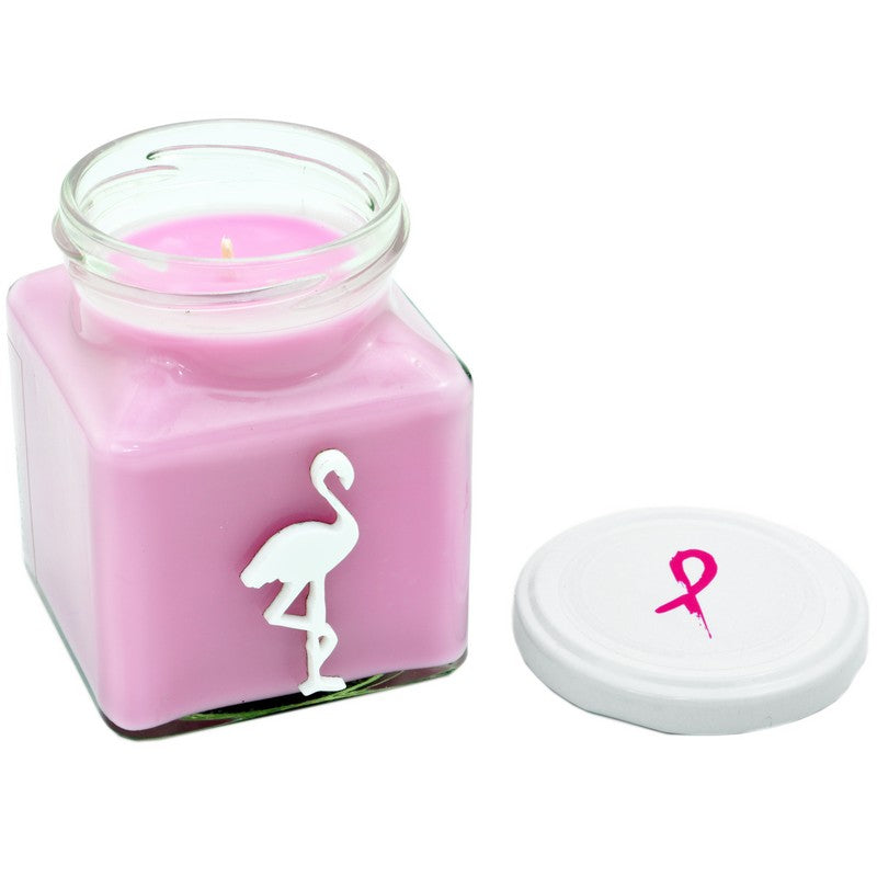 Pink Ribbon Classic Flamingo Candle