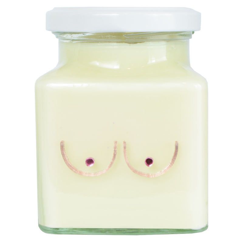 Pink Ribbon Cream Boobs Square Candle